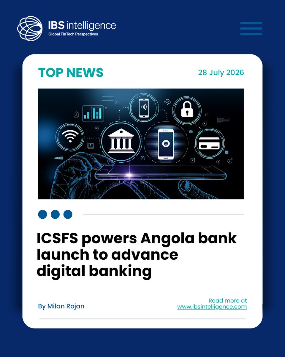 IBSIntelligence's tweet photo. 🚀📰 Top News of the Day!🌎💰
ICS Financial Systems - ICSFS (@ICSFS) has completed the implementation of its ICS BANKS Universal and Digital Banking Solutions at the African Bank of Oman (ABO), marking its first deployment in Angola and expanding its presence across Africa’s banking technology market. The implementation has provided the bank with a digital banking platform designed to support corporate banking, trade finance and treasury operations while enabling future growth.

👉Read more: https://t.co/qpkfx9wTc1

#ICSfinancialsystems #AfricaBankofOman #FinTech #digitalbanking #AI #treasury #digitaltransformation #data #BankingTechnology #IBSintelligence #FinTechNews