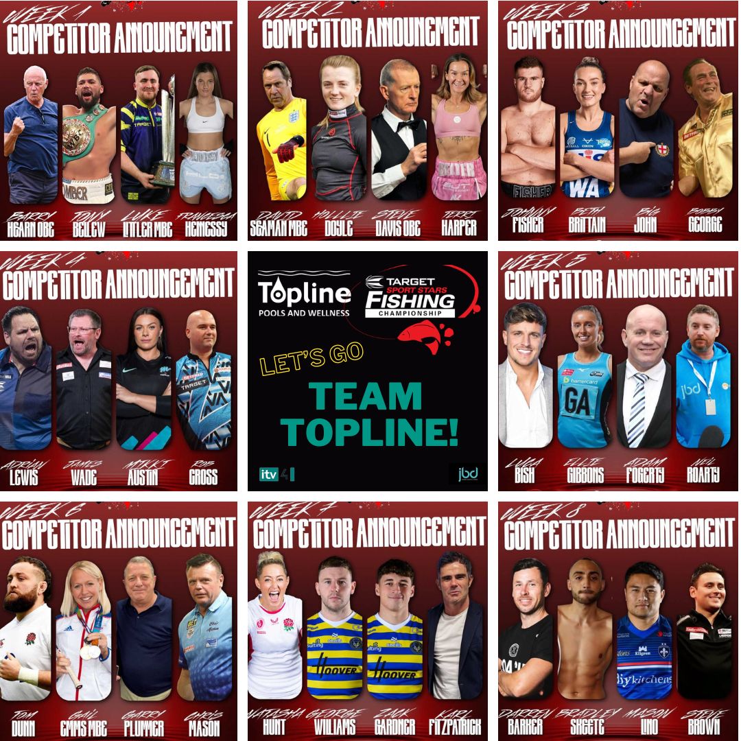 Topline_PW's tweet photo. We’re back at @tunnel_barn_farm_fishery today ready to take on stars from the world of sport raising money for a great cause in the 14th annual @targetdarts Sports Stars Fishing Championship!
One Day. 32 Sports Stars. One coveted title. 🏆 #sportsstarsfishing Go #TeamTopline https://t.co/N9wrWIbOZ3