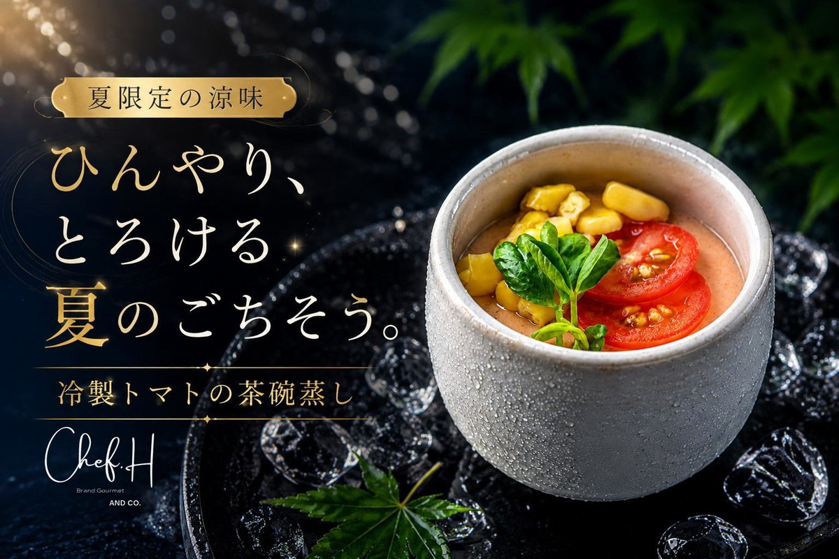 夏の新料理「冷製トマトの茶碗蒸し ～旬便り～」が登場。トマトと和