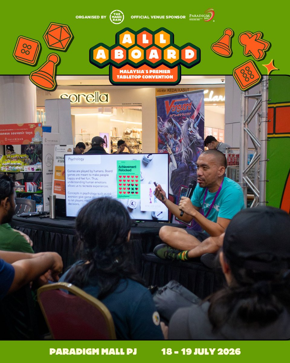 all_aboard_my's tweet photo. At All Aboard 2026, we had the honour of hosting award-winning game designer Daryl Chow, the creative mind behind Origame. He shared his insights into the Asian board game industry and the creative process behind designing great games. https://t.co/oh1FxwgmSC