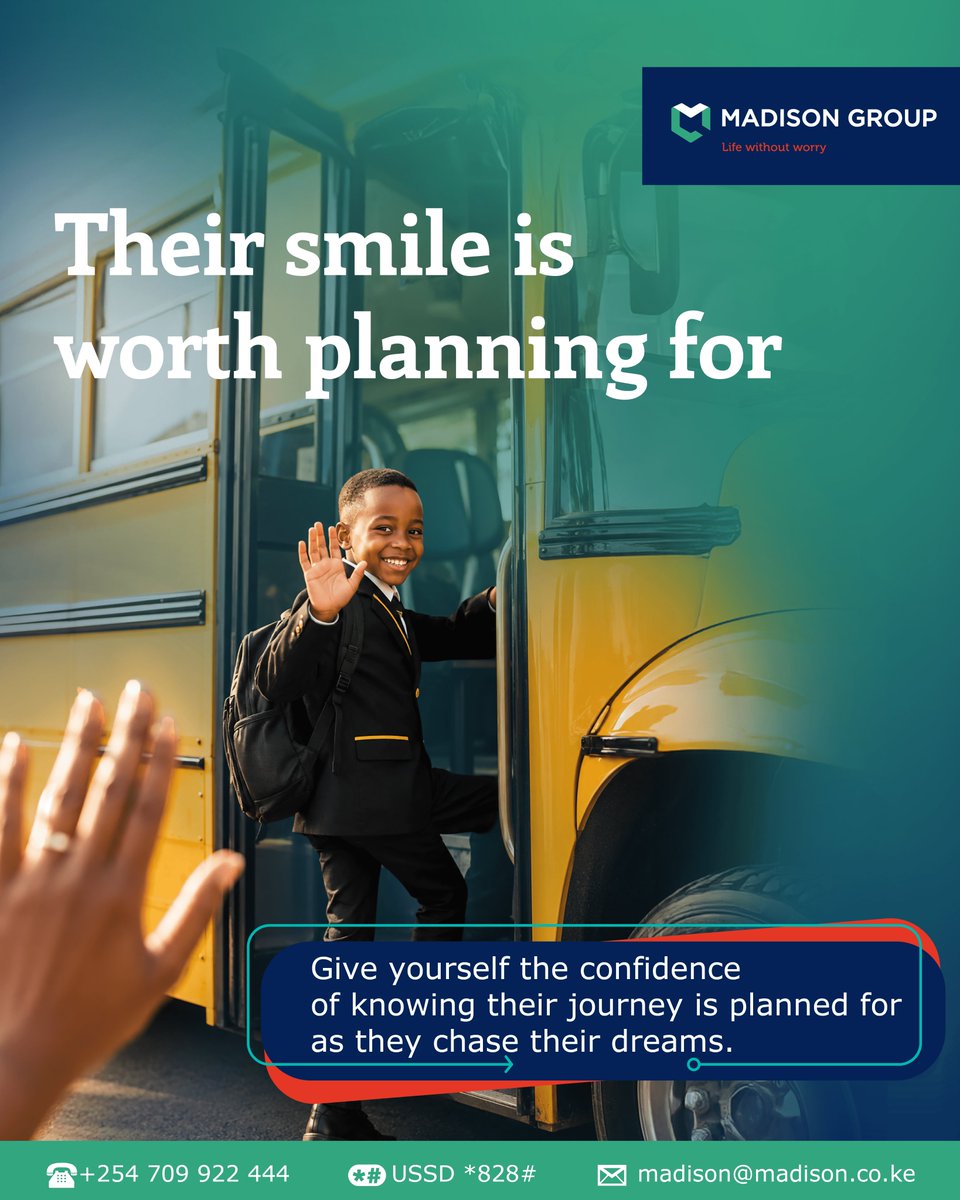 MadisonGroupKe's tweet photo. Nothing means more to a parent than seeing their child happy.

With Bima ya Karo, you can plan ahead for their education journey and give them the confidence to keep chasing their dreams.

For more information, call 0709 922 444.

#LifeWithoutWorry #SiSiriNiUjasiri https://t.co/MQRGWB4CZa