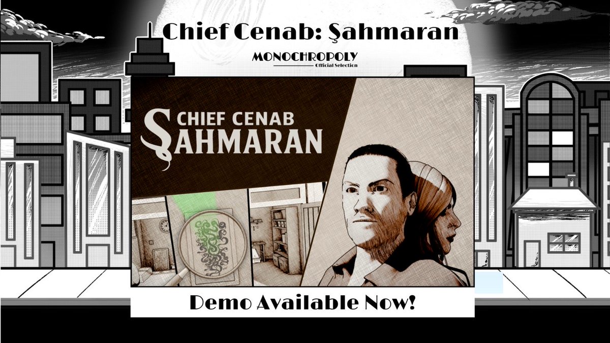 kuarkgames's tweet photo. We’re excited to announce that Chief Cenab: Şahmaran is part of Monochropoly 2026! 

Come discover our black-and-white comic-style mystery adventure!
@skullqueensgame 
#indiegame #pointandclick #steam https://t.co/SwXqW1s9ty