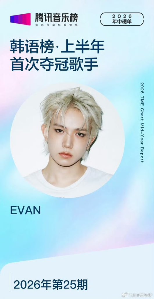 hsngpilled's tweet photo. are we genuinely seeing this?

heeseung’s soloist debut as EVAN with just 2 songs and he has this many achievements + charting like omg?? 

Tencent Music Mid-Year Chart first half for 2026, he is listed as a top-performing korean chart soloist!

— Best Performing Solo Artist 
— First-Time No. 1 Solo Artist 
— Ride or Die #1
— Overflow #4
— 2 songs charted
— 2 total chart appearances
— #1 highest chart position achieved by a single
— 97.54% highest song score
— 1 championship (No. 1) achieved
— 1 song reached No. 1
— 1 time entered the Top 1