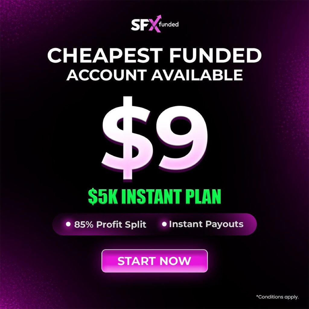Isabelloisa1's tweet photo. 🔥 Why pay more when you can get funded for less?

The SFX Funded $5K Instant Plan is available for just $9, making it one of the most affordable ways to start your funded trading journey.

✅ $5K Instant Account
✅ 85% Profit Split
✅ Instant Payouts

https://t.co/y7r7G926OP https://t.co/hitziMCOEg