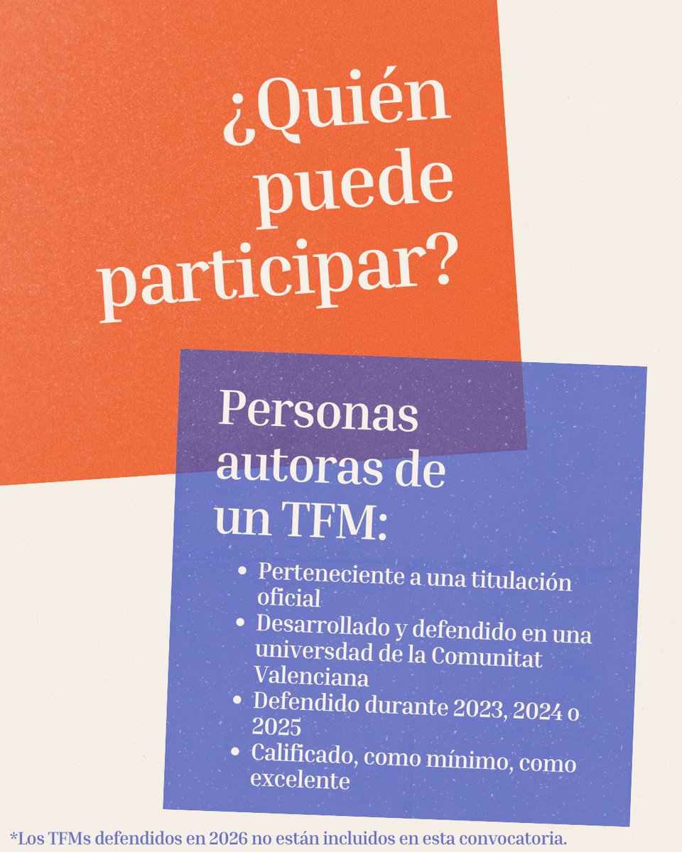 MUISOCIAL_UMH's tweet photo. 💶 Los TFM pueden optar a premios de 2.000 €, 1.500 € y 1.000 €.

📅 Solicitudes hasta el 29 de julio de 2026.

🔗 Consulta las bases y participa: https://t.co/XujPAeyqiu https://t.co/mHJrf8B2Aa