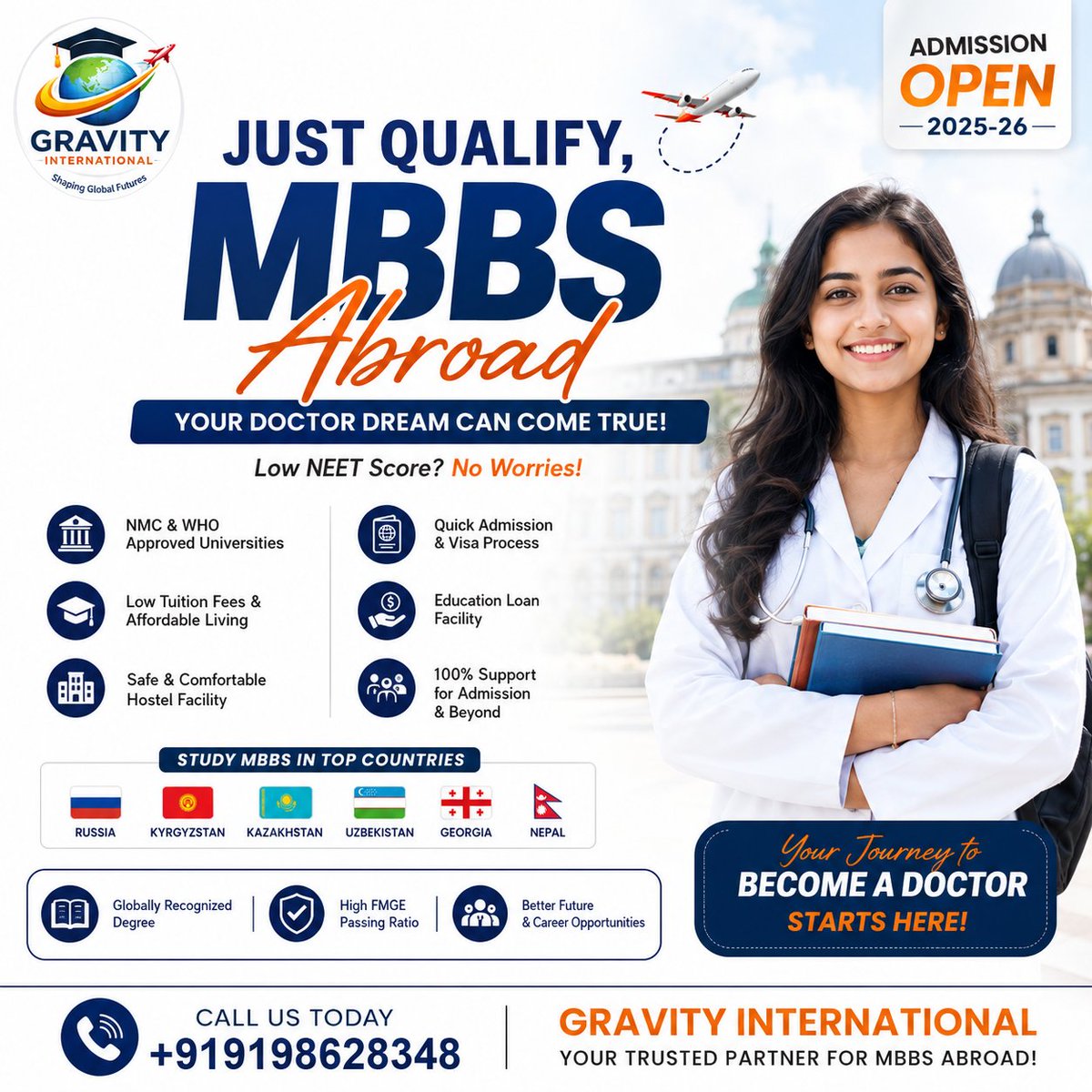 RILESHSINGH's tweet photo. 🚨 NEET Just Qualified? Your MBBS Dream is Still Alive! 🌍🩺
Don't let your score stop you from becoming a doctor.
✅ MBBS Abroad in NMC-approved universities
✅ Affordable Fees
✅ No Donation
✅ Admission &amp; Visa Support
✅ Countries: Russia | Georgia | Kazakhstan | Kyrgyzstan | https://t.co/rBc2d2MDTN