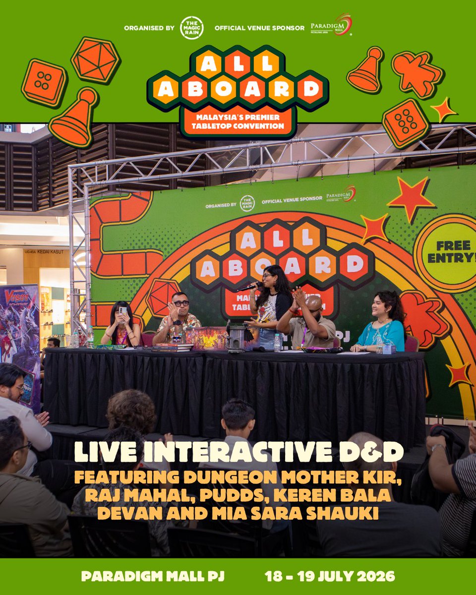 all_aboard_my's tweet photo. Laughter, chaos and wild twists filled our live interactive Dungeons &amp; Dragons session at All Aboard 2026! 👁️👁️ We'd like to thank Dungeon Mother Kir, Raj Mahal, Pudds, Keren Bala Devan and Mia Sara Shauki for leading us on an unforgettable adventure. https://t.co/bOnEC4CyOi