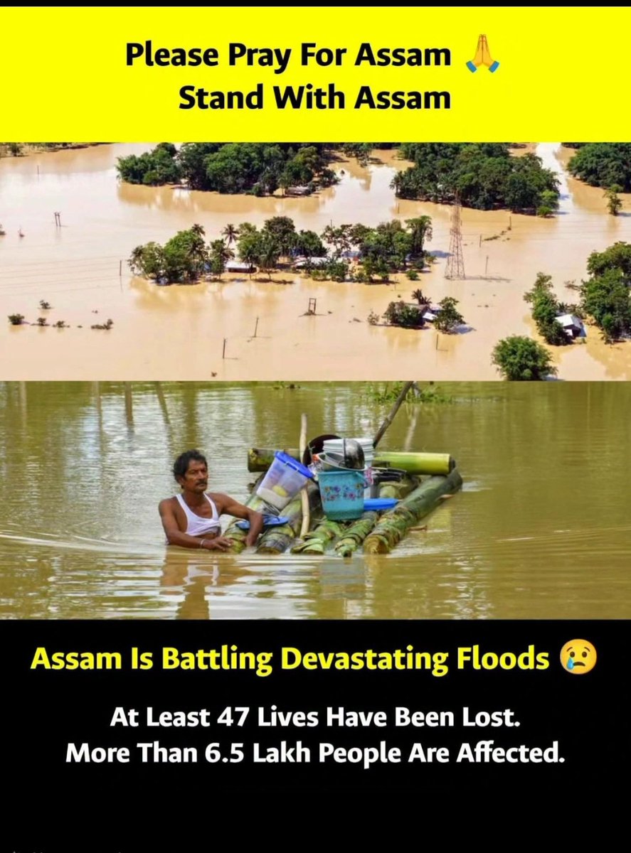 STiwari94188's tweet photo. When nature strikes, humanity must stand together. 💔
Assam is battling devastating floods, with thousands of families displaced and lives turned upside down...

#PrayForAssam #StandWithAssam #AssamFloods #HumanityFirst #TogetherWeCan #SupportAssam #IndiaStandsTogether https://t.co/IJfGsc1ALT