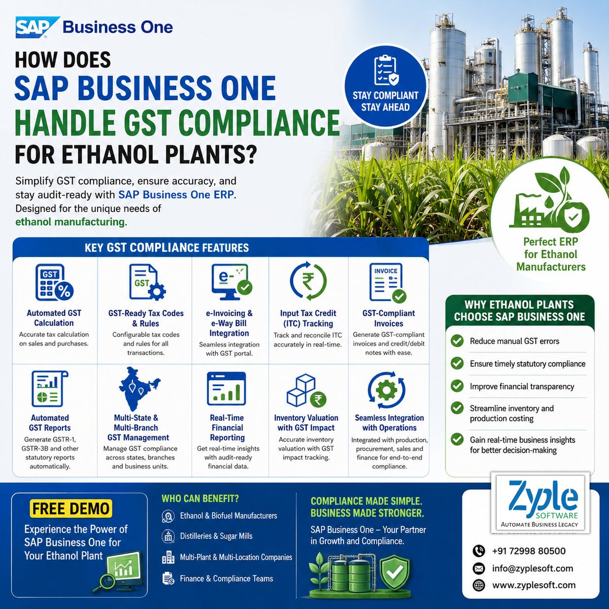 zyplesoftware's tweet photo. #SAPBusinessOne #SAPB1 #GSTCompliance #EthanolPlant #EthanolManufacturing #ManufacturingERP #ERPSoftware #ProcessManufacturing #FinanceAutomation #DigitalTransformation #BusinessAutomation #GST #IndiaManufacturing #ZypleSoftware https://t.co/4jX5j53uvu