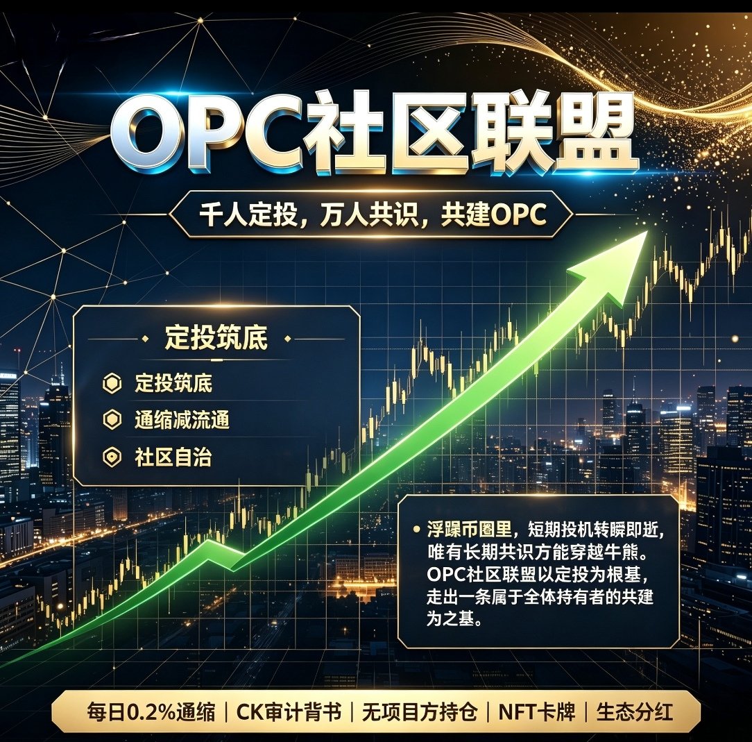 OPCMECommunity's tweet photo. OPC坚持社区自治，由全体持有者共建共治，无中心化操控。依托万人定投与每日通缩双重价值支撑，七千用户同心同行。项目经权威审计，生态稳步落地NFT卡牌。不惧短期盘面震荡，以共识沉淀价值，摒弃短线投机，坚守长期布局，携手社区伙伴共享生态长线红利。 https://t.co/YdIgCOFj3t