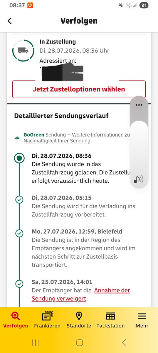 Kodo1990's tweet photo. Soviel von das die sendung wieder zurück geht, super verarsche von euch 
@DHLPaket https://t.co/jMtVR5psDI