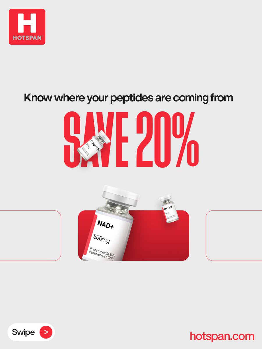 _hotspan's tweet photo. Quality you can trust starts at the source. 🇺🇸✨

📩 Questions? Text 801-810-9482
🌐 Order now at https://t.co/kItxzwtnEi
.
#hotspan #peptides #premiumpeptides #usamade #healthandwellness
.
[ Hotspan, premium peptides, USA made peptides, tested peptides, wellness products ] https://t.co/j38PT9KCgy
