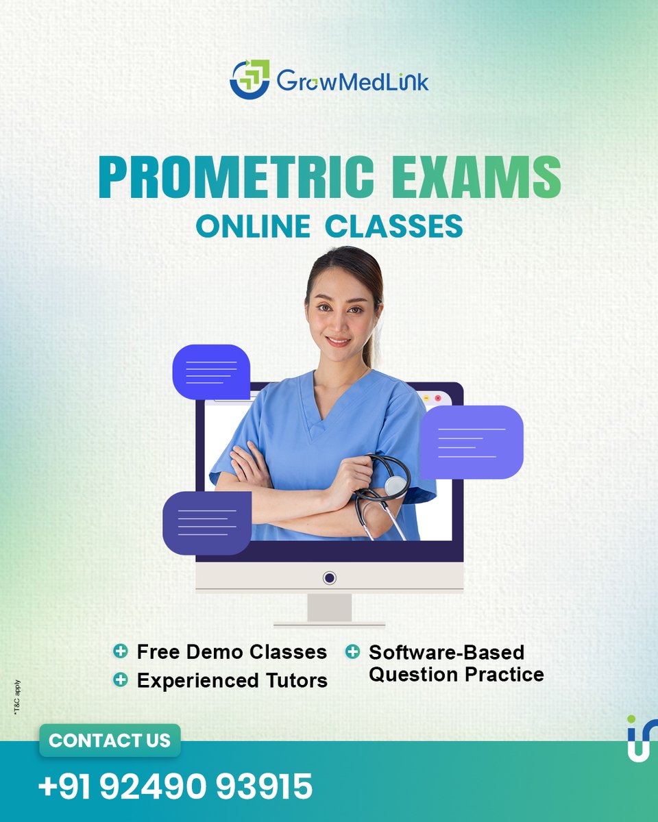 growmedlink's tweet photo. Prometric Exams Online Classes! ๐ฏ
Prepare for your Prometric Exam from the comfort of home with GrowMedLink! Features Free Demo Classes, Experienced Tutors & Software-Based Question Practice.
๐ +91 92490 93915
#PrometricExams #GrowMedLink #MedicalExams #HealthcareJobs https://t.co/cOd9Gmra1E
