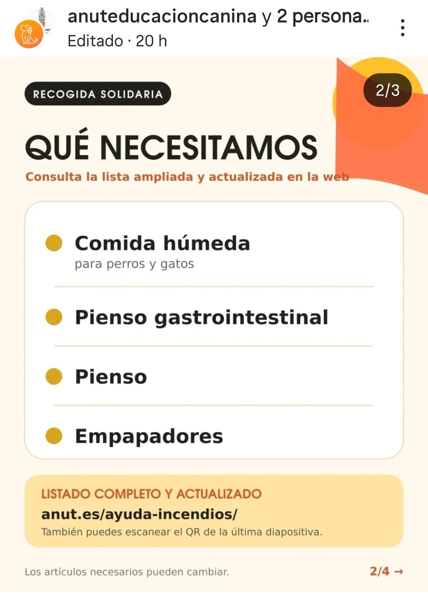 areagossosbdn's tweet photo. 🚨🚨 AYUDA SOLIDARIA 🚨🚨
La asociación ANUT Educación Canina ha organizado una recogida de alimentos y otros artículos necesarios, para los animales afectados por los incendios de #Ávila y #Madrid
Contacto en el post ⬇️
Máxima difusión
📣📣📣
#ayudasolidaria #animalesenapuros https://t.co/8aRT8VXwWa