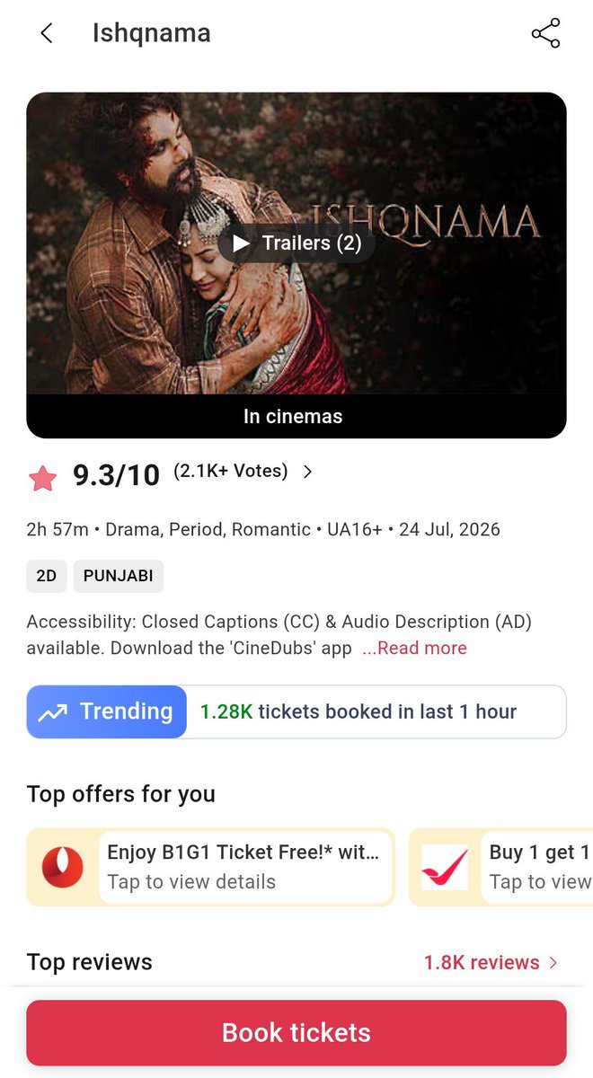 baazsupporss's tweet photo. #Ishqnama has booked "1.28 K tickets in the last 1 hour " !  🎫 💟

#ShehnaazGill #JayyRandhawa 
@ishehnaaz_gill @JayyRandhawa https://t.co/kxsfvYJjnl