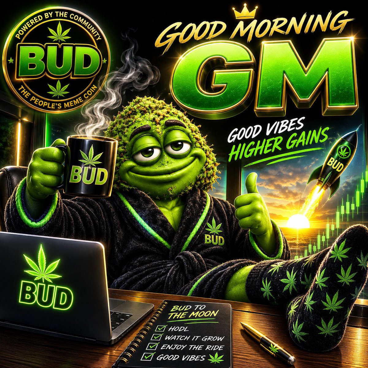 Budmemecoin's tweet photo. GM BUD COM WE ARE RISING FAST 🚀 

Join the tele get involved 💚

#MemeCoinSeason #meme #memetoken https://t.co/z0XG5W8zc6