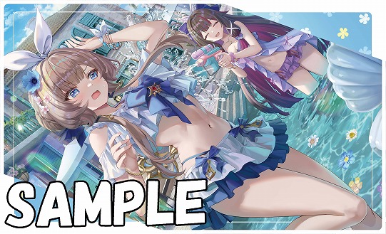 midnightblue032's tweet photo. 【C108/夏コミ/WEB頒布/新作告知8】
水着サンドローネ＆コロンビーナのスリーブとプレイマットになります。
イラストレーターはtorinoさん（@TorinoAqua）です。 https://t.co/wGGWeMYlRK