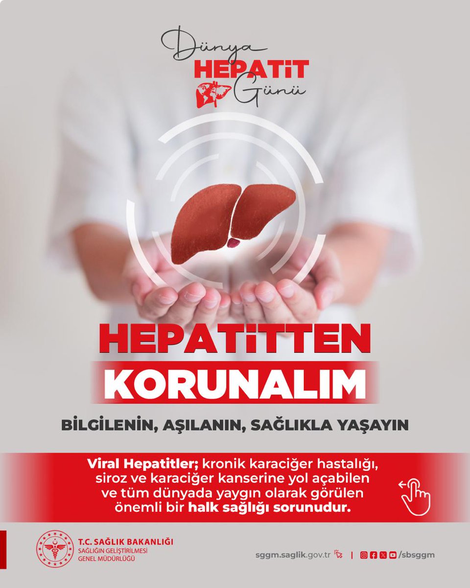 sbsggm's tweet photo. Viral hepatitlerden korunmada temizlik kurallarına özen göstermek ve aşılanmak büyük önem taşır. 

Bilgilenin, Aşılanın, Sağlıkla Yaşayın

#SağlıklıTürkiyeYüzyılı 
#SağlığıGeliştirenTürkiye
#DünyaHepatitGünü https://t.co/OlM9StGygl