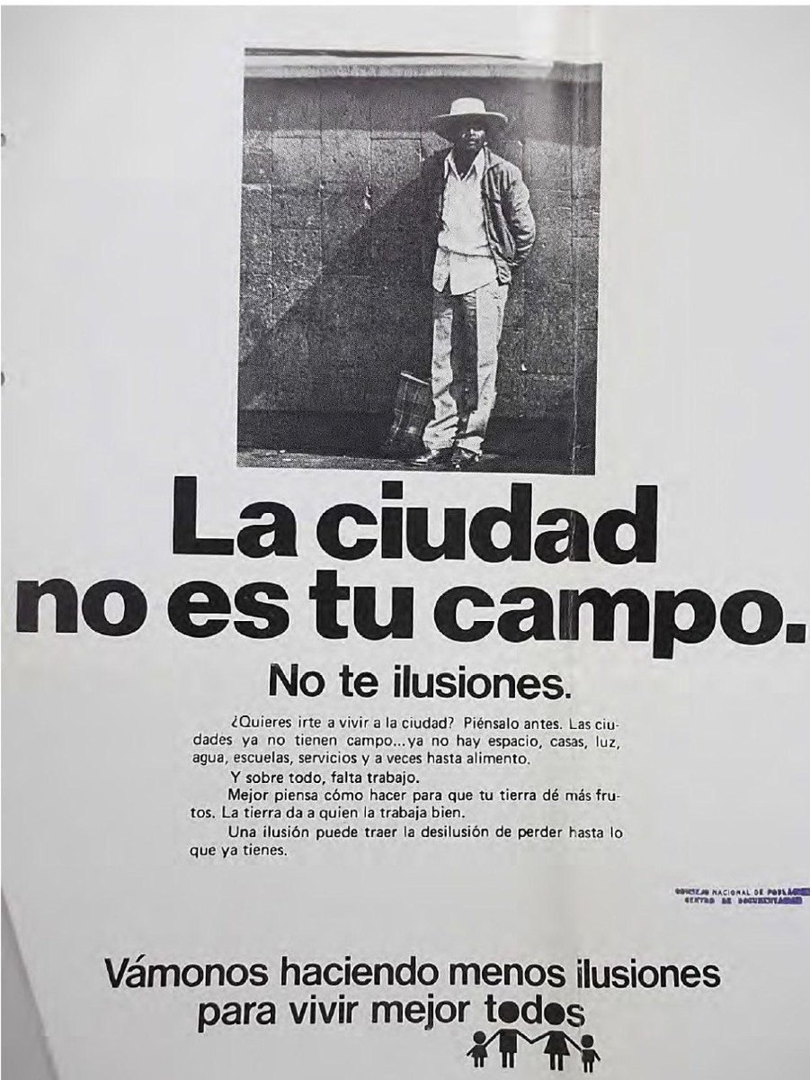 geoteatru's tweet photo. „Orașul nu este domeniul tău”: una dintre o serie de postere publicate de Consiliul Național Mexican pentru Populație (CONAPO), care descuraja migrația din mediul rural către cel urban. Aproximativ 1975. https://t.co/IHUAWeec15