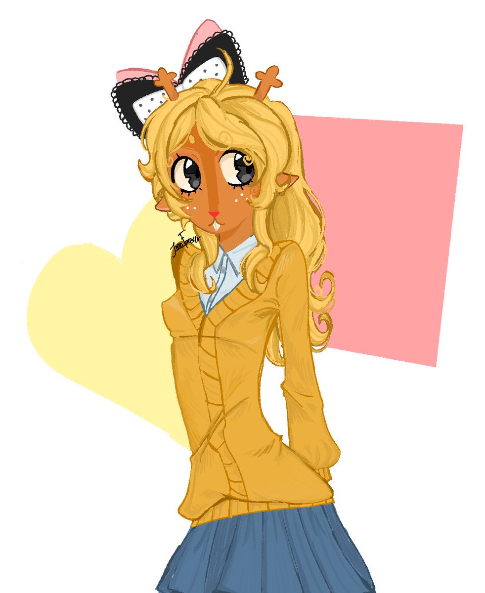 Jinnsstuff's tweet photo. Noelle Gyaru Kogal :0) #Deltarune #Deltarunefanart #fanart #NoelleHoliday #NoelleDeltarune #art https://t.co/4p5VDf9Qr9