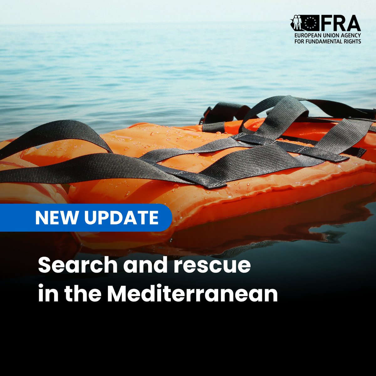 New FRA update: Search and rescue
in the Mediterranean. Photo of a lifejacket at sea.