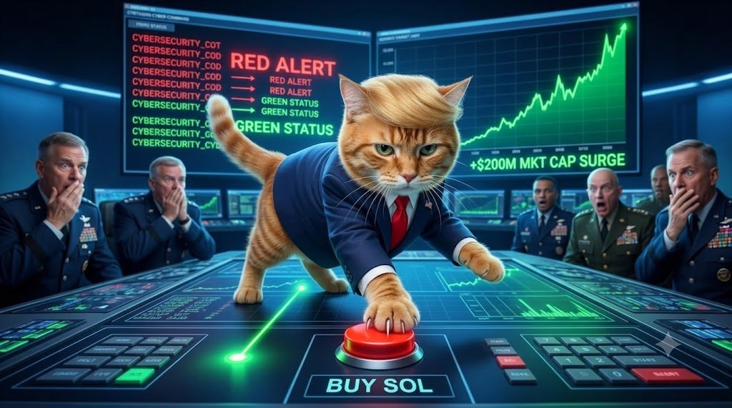 ClaritycatCCAT's tweet photo. PENTAGON CYBER CHIEF: 
"Sir, foreign hackers are attempting to breach our mainframe!"

PRESIDENT $CCAT: 
chases green laser dot across main control board, steps on 'BUY SOL' 45 consecutive times 🐱💥

Cyber attack repelled. 
$CCAT market cap surges $200M.

CA: 

GsRDb9dom6GEQgeMx3V41qU1ntJpRgGdzkXxFRvspump

🌐 https://t.co/ys2lfbjJru