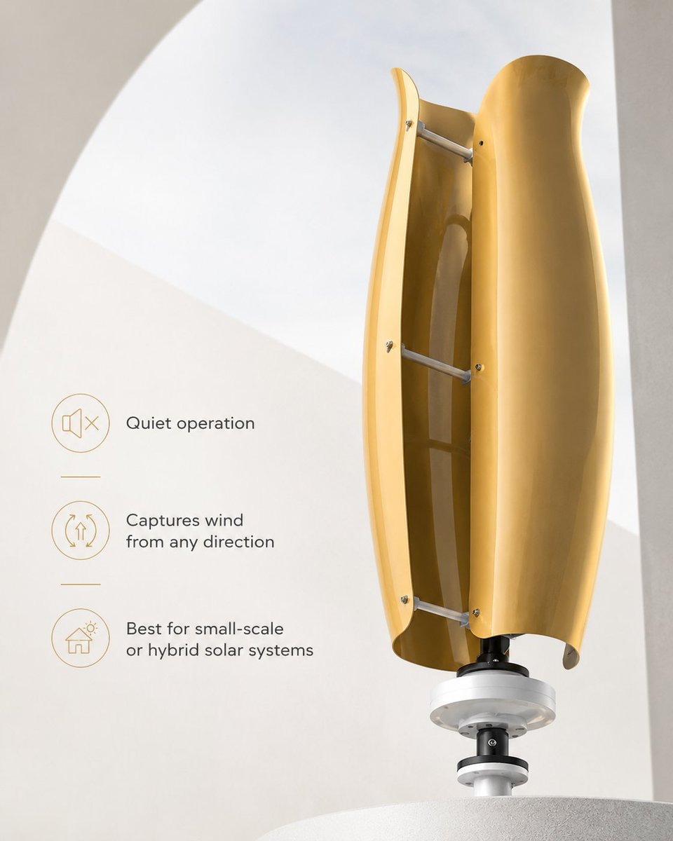 ELEGEenergy's tweet photo. 🌬️ Clean energy, designed for modern living.

Our vertical axis wind turbine delivers:
✅ Quiet operation
✅ Wind capture from any direction
✅ 500W–2000W power options
✅ Ideal for homes, farms &amp; off-grid systems
Power your future with renewable energy. 🌱 https://t.co/iPyLPOZwyE