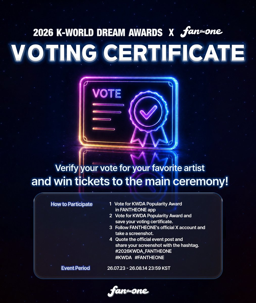 FANTHEONE_offcl's tweet photo. 100% fan votes decide the winner! 
Vote for your favorite,
then win a ceremony ticket! 🎫