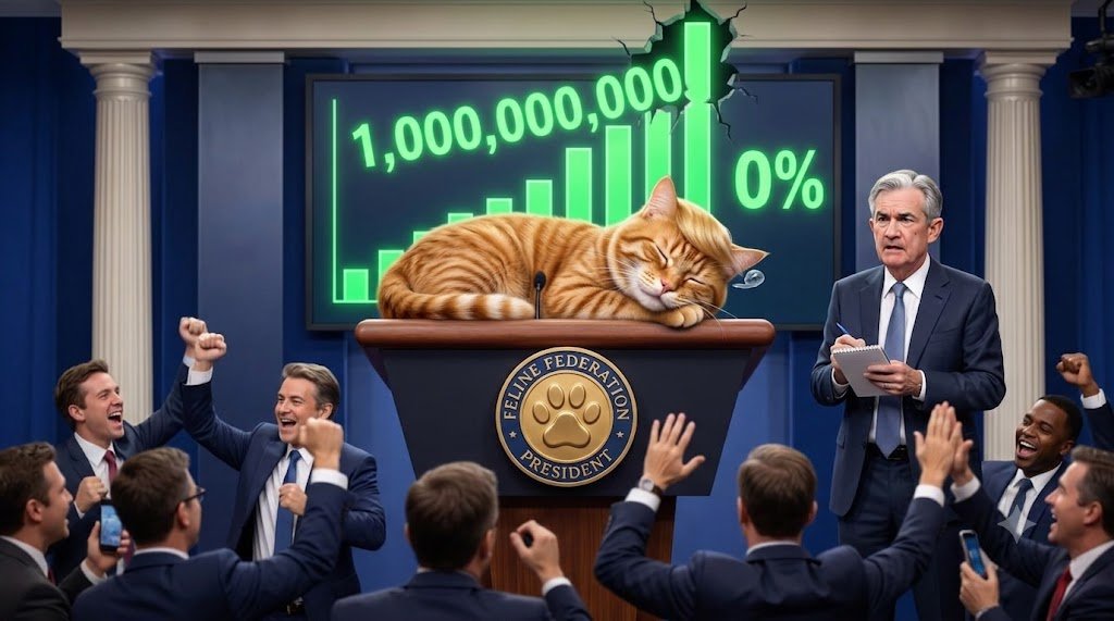 ClaritycatCCAT's tweet photo. JEROME POWELL: 
"Mr. President, should we signal a dovish or hawkish stance?"

PRESIDENT $CCAT: 
snores rhythmically into the White House microphone for 45 minutes, purrs violently 🐱💤

TRADERS: 
"Clear signal! Rates cut to zero, $CCAT sent to a billion!"

CA: 

GsRDb9dom6GEQgeMx3V41qU1ntJpRgGdzkXxFRvspump

📡 https://t.co/11KWvWIYgV