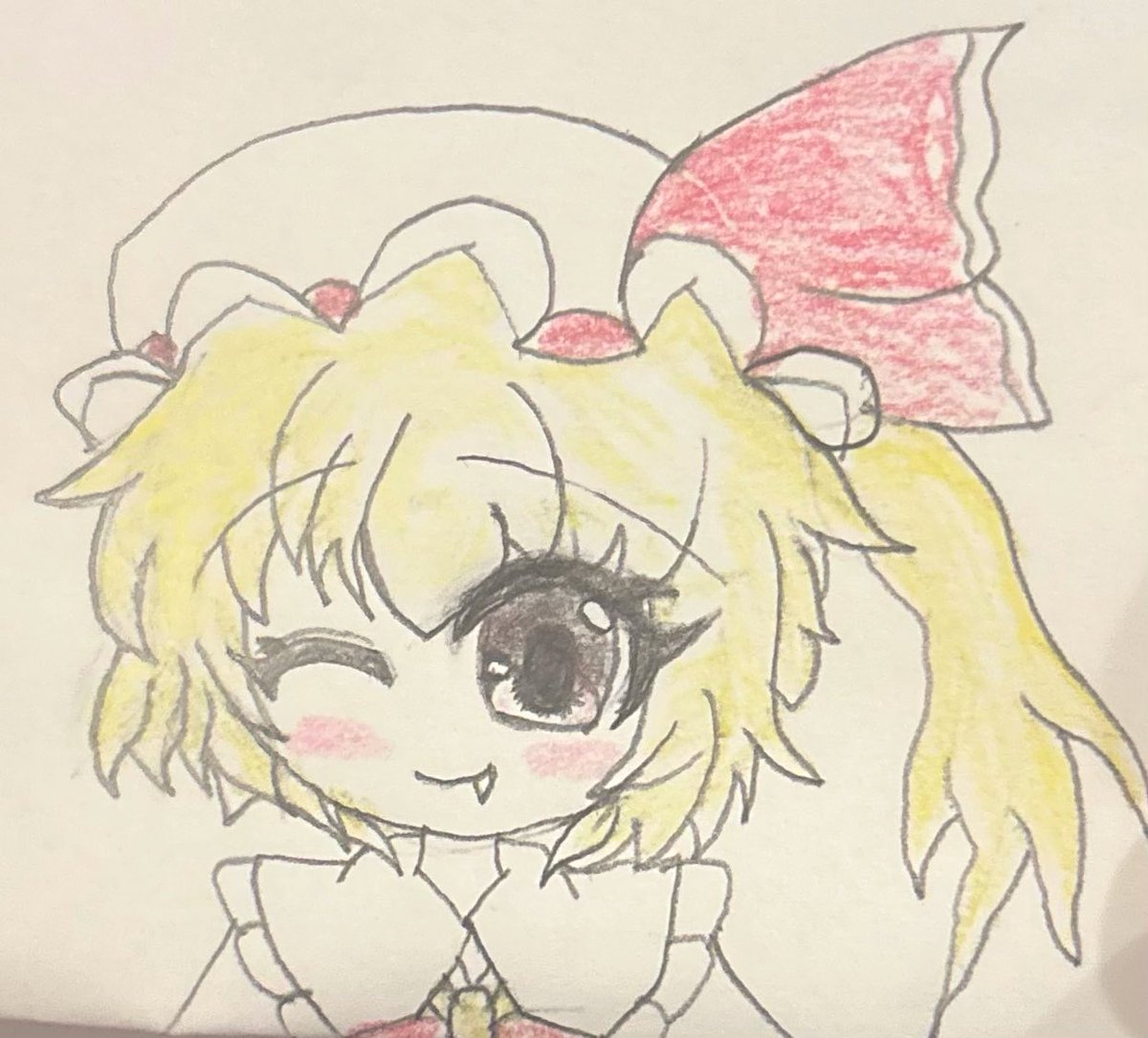 SERAmusimusi's tweet photo. #東方好きと繋がりたい 
#フランドールスカーレット 
昨日の夜描いた、フランの落書き😊✨🦇 https://t.co/RNsDB1CaGE