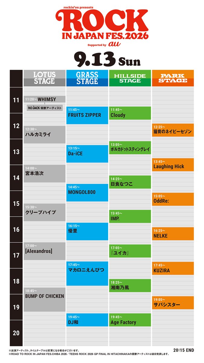 rojack_official's tweet photo. ◢◤
ROCK IN JAPAN FESTIVAL 2026
RO JACK優勝アーティストの出演日決定！
◥◣

9月13日(日) WHIMSY
9月19日(土) Vuat
9月20日(日) 岬小次郎

※3組とも、LOTUS STAGEのオープニングアクトとして出演します。
※出演時間は各日とも11:20〜を予定しています。

大きなステージで思い切りライブする姿に是非ご期待ください🔥

@WHIMSY_official
@rrr_misaki
@vuat_jpth

#ROJACK
#RIJF2026