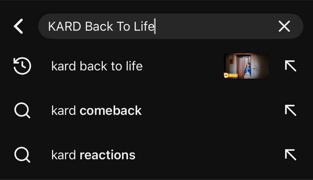 KARD_Charts's tweet photo. • YouTube

Open the app and make the search manual:

"KARD Back To Life"

– Every time that you see the music video (Official Channel and 1TheK), put 3 comments on the page and interact with other comments. https://t.co/ndbrh9LJf6