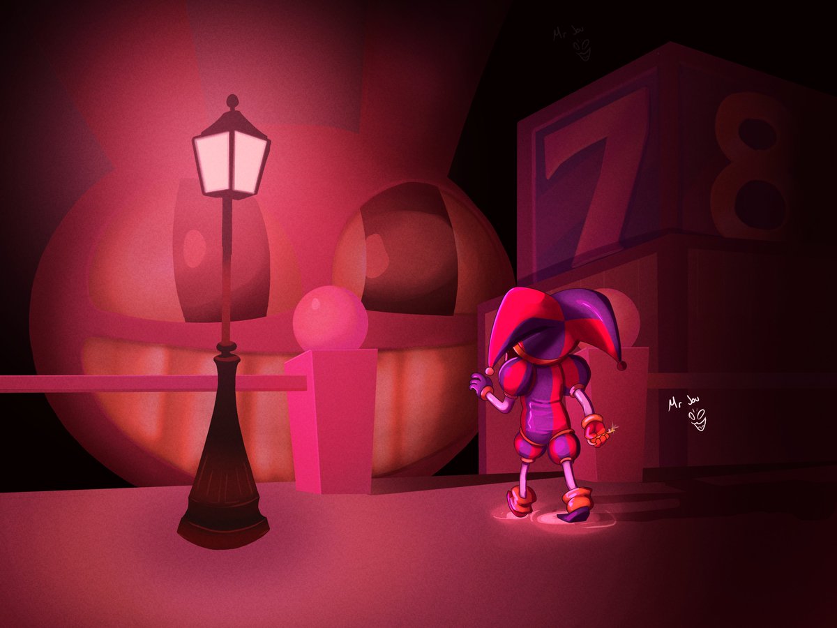 Mrjov_ilu's tweet photo. Reinterprete esa escena del episodio final de Digital circus, con inspiración de un póster de la película "El exorcista" espero que les guste

.
.
.
#tadc #pomni #jax #glitch https://t.co/YlSc0Y3De6