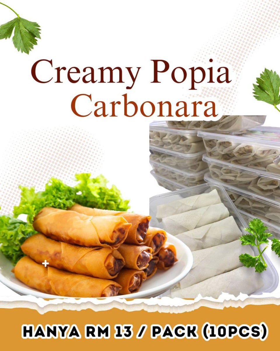 its_sleepybunny's tweet photo. Korang yang hantu cheese / carbonara tu, wajib try Creamy Popia Carbonara ni! 🤤🧀

​Luar rangup, dalam melimpah berkrim! Simpan dlm freezer, bila nak makan tinggal goreng je. Perfect untuk minum petang / supper 🥐✨

​💰 RM13 / pack (10 pcs)
🚗 COD Area: Ipoh &amp; Kuala Kangsar https://t.co/8hce9PJFrE