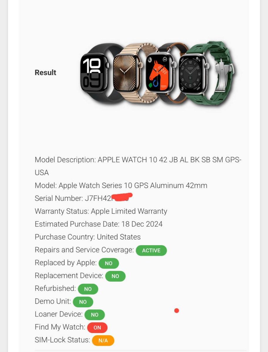 ios_techsupport's tweet photo. Submission‼️Submission‼️Submission‼️

 Apple Watch 10💙unlocked Successfully 
Done today  👑

Status now  
Find my watch off
 24 hours for completion

➡️ your trusted and expert in device unlocking.

#applewatch #unlockdevice #fmioff #appleunlock #icloudremoval #activationlock https://t.co/DEKGXTI8m0