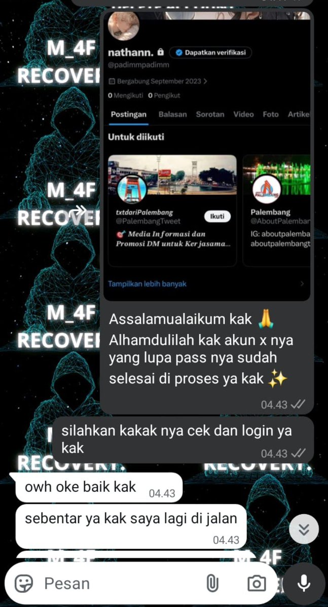 roughter_'s tweet photo. JASA PEMULIHAN &amp; HAPUS AKUN SOSMED TEPERCAYA✅

🧃Akun lupa pasword // ke hack 
🧃 Jasa sadap wa 
🧃 Jasa unsuspend // suspend Akun X 
🧃 Jasa hapus akun 
🧃 Jasa hack akun

GMAIL,TIKTOK,INSTAGRAM,YOUTUBE,FACEBOOK,TWITER,WHATSAAP

Full Testimoni🧃TRUSTED &amp; AMANAH, WASAP DI BIO❗ https://t.co/l1tS5FStOt