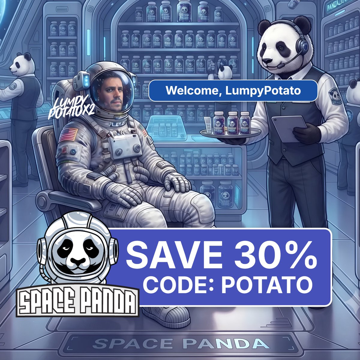 thelumpypotato's tweet photo. Even astronauts need to stock up. 🚀🐼
Get mission-ready and save 30% off your order with code: POTATO!
👉 Shop now:
https://t.co/Q6QsulHmdM
#SpacePanda #PandaFam https://t.co/CDjWi9sAX3