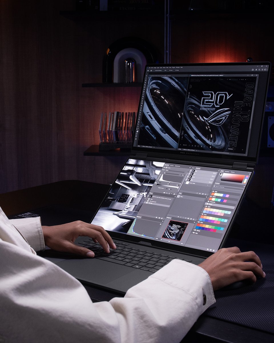 ASUS_KOREA_'s tweet photo. 하나의 노트북, 두 배로 넓어진 작업 공간.

듀얼 스크린 모드로 더 많은 화면을 한 번에.
창을 전환하는 대신, 필요한 작업을 동시에 수행하세요.

ROG 제피러스 듀오 (GX651)
DUO IT ALL https://t.co/Hj2A5oFUTN