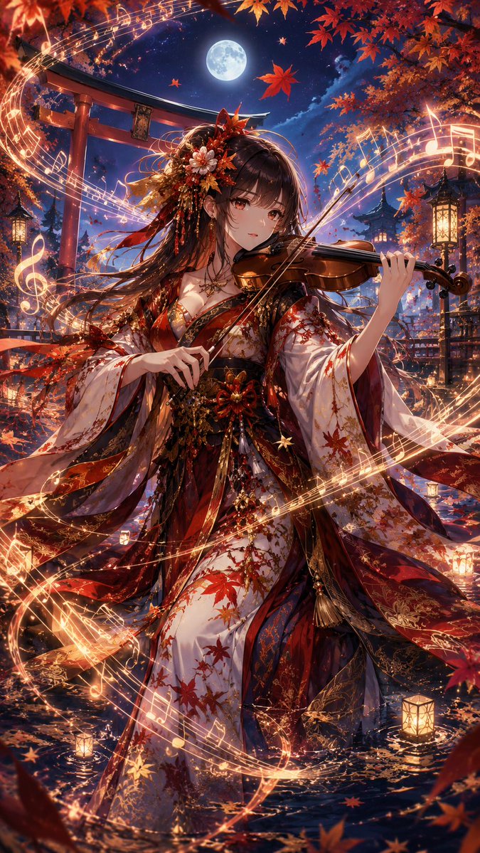 EM8yY4swBA19718's tweet photo. 幻想の音色に、紅葉が舞う――🍁🎻✨

和風ファンタジー × 音楽の世界で、
花魁坂 椛が奏でる特別な一曲。

月明かりに包まれながら、
この旋律があなたの心まで届きますように…🌙

#AIイラスト #和風ファンタジー https://t.co/QmA8BgvTNm