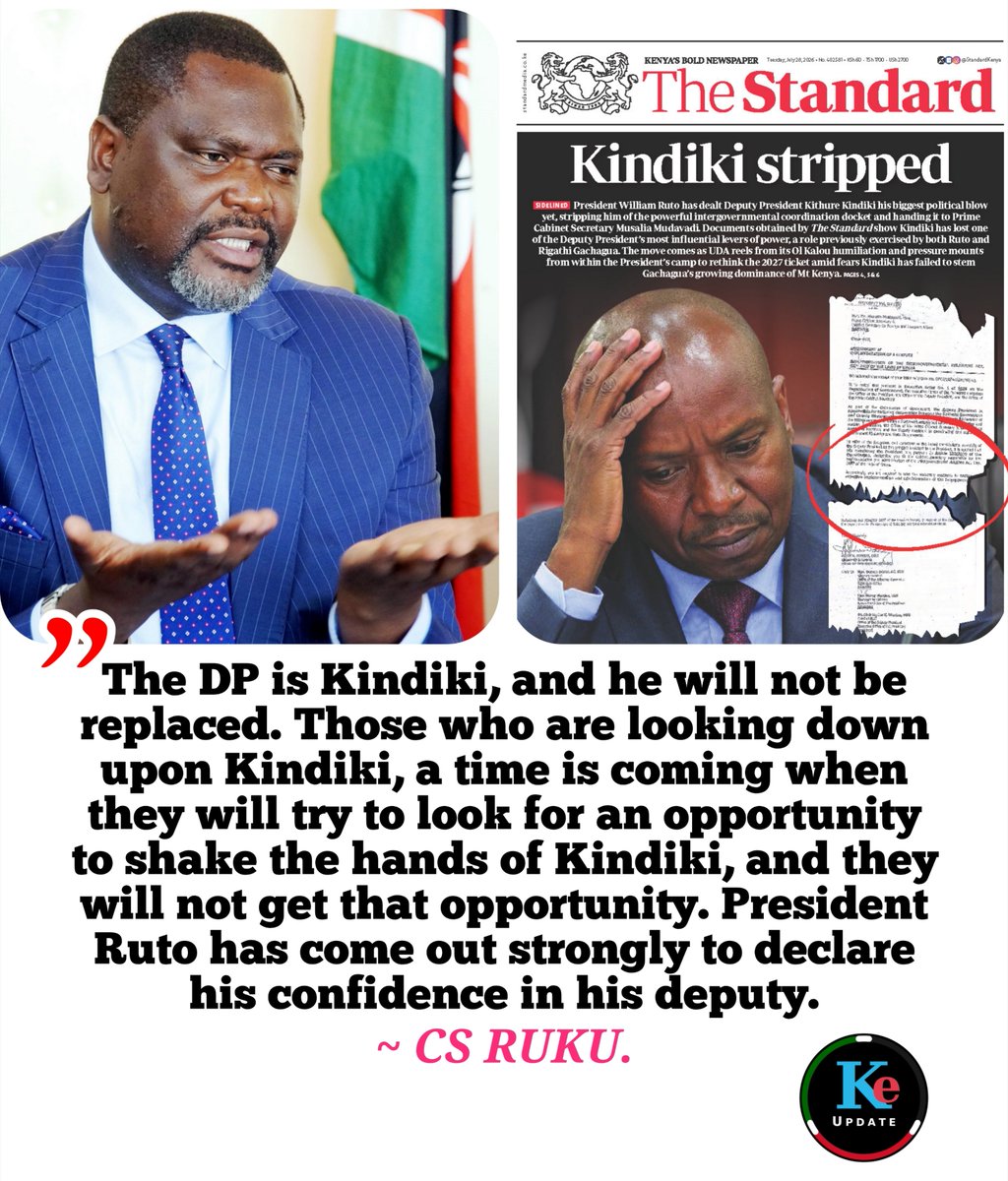 keit65019's tweet photo. "The DP is Kindiki, and he will not be replaced." https://t.co/pnkMEqFkpw