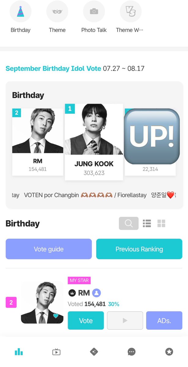 NSS_forRM's tweet photo. 🗳️ FAN N STAR - SEPTEMBER BDAY VOTING

#RM dinominasikan dalam September bday voting di Fan N Star. Pertahankan posisi di Top 3 agar mendapatkan hadiah.

📅 Periode vote: 27 Juli - 17 Agustus 2026
🗳️ Maksimalkan 40 ads/hari
🎁 Top 1-3 akan mendapatkan birthday billboard. https://t.co/lTDPJ5MsuK