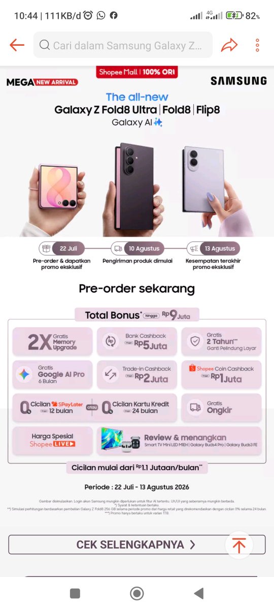 suhud_m's tweet photo. @ShopeeID Siap cobain #GalaxyZFold8 karena suka banget sama rasio baru layarnya yang nyaman banget untuk nonton konten favorit #GalaxyZFold8xShopee #FoldTheDoubt ❤️ https://t.co/Rm17LIcLlb