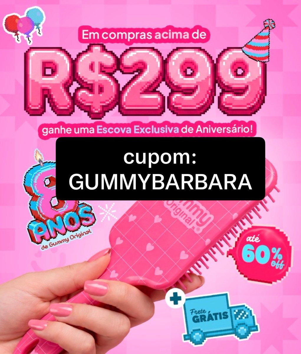 cupom_da_ba's tweet photo. Cupom Gummy Hair 2026 GUMMYBARBARA 💖

Use o cupom da influenciadora GUMMYBARBARA para garantir desconto especial no site oficial da Gummy Hair! ✨🍬

Válido para todo site o ano todo e em 2026. 🛍️

#gummy #gummyhair #cupomgummy https://t.co/hJKF28r3Js