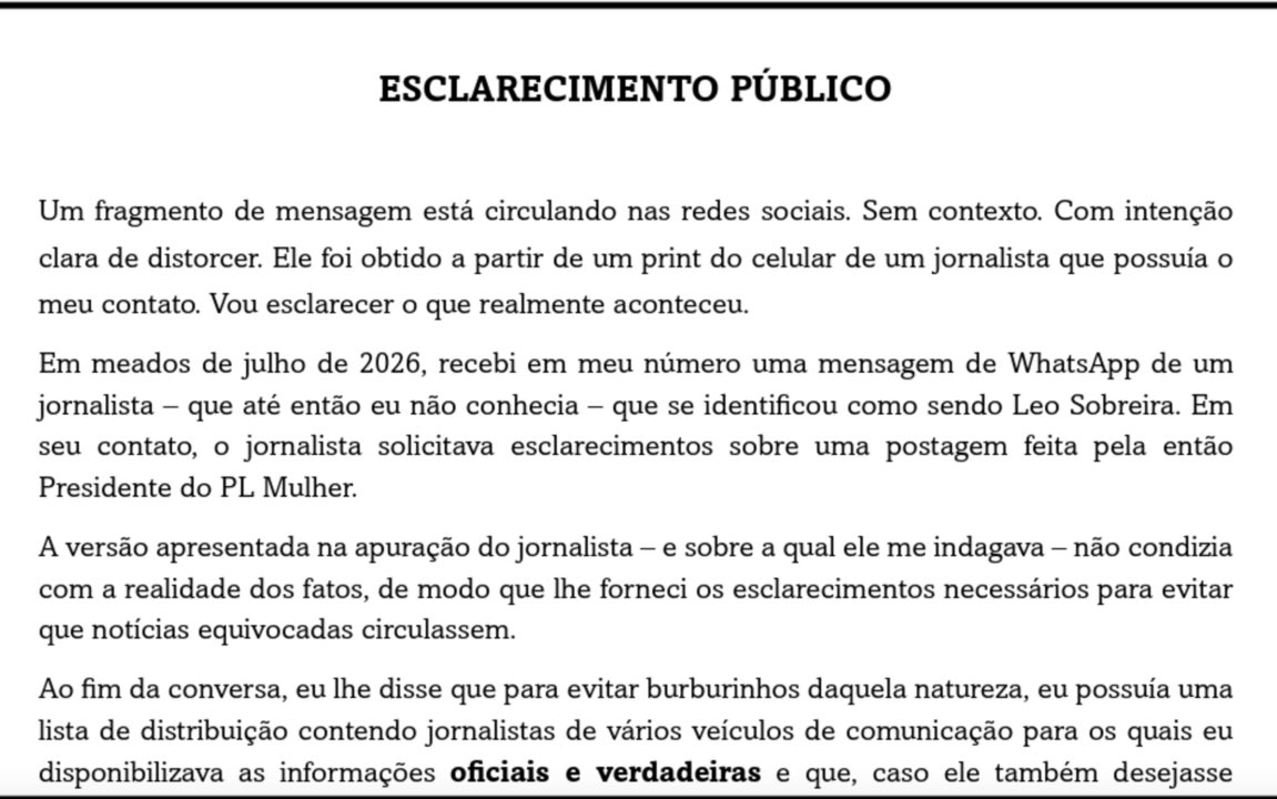 NewsLiberdade's tweet photo. 🚨AGORA - Assessor de Michelle Bolsonaro diz que possui vários veículos de comunicação e jornalista na sua lista de transmissão, com o objetivo de repassar informações oficiais e verdadeiras sobre Michelle https://t.co/nXZbdPztSD
