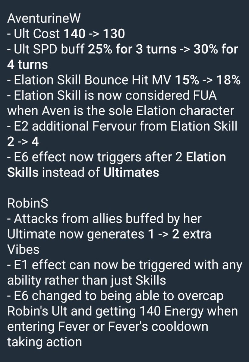 timelyashveil's tweet photo. v3 is here! and as i expected, waven does get some buffs

but can somebody tell the hsr devs that he's an elation unit and that making elation count as fua isn't enough lol. he can't make use of regular damage% formula anyway https://t.co/5VFBLOJJex