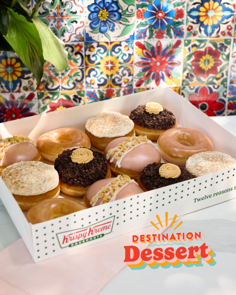 krispykreme's tweet photo. Meet our NEW Destination Dessert collection, featuring globally inspired flavors that transport your taste buds 🍩✨

🍰 Guava Cheesecake 
🍫 Choco Dulce Cookie Crunch
🎂 Tres Leches Inspired

No passport? No problem! 🌍✈️ https://t.co/o92XNGiHKi