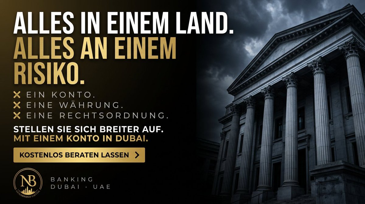 nexus_bridge's tweet photo. Ihr gesamtes Vermögen in einem Land, einer Währung, einer Rechtsordnung. Für viele ist das kein Plan, sondern ein Zufall. Ein Konto in Dubai ist der erste Schritt raus daraus.