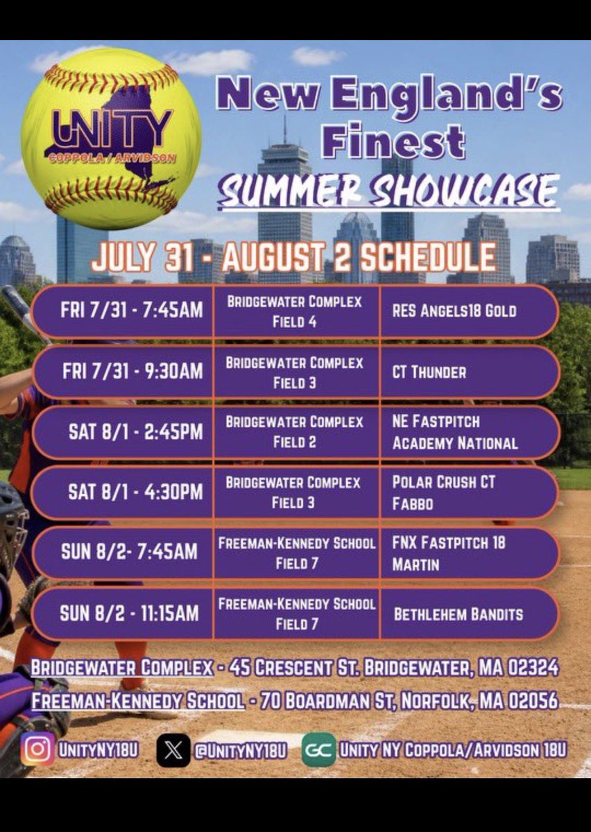 PeytonC145145's tweet photo. Summer ball is coming to an end. We have our last showcase this weekend at New Englands Finest. Come check us out! @UnityNY18U https://t.co/TiQV2CLW7K