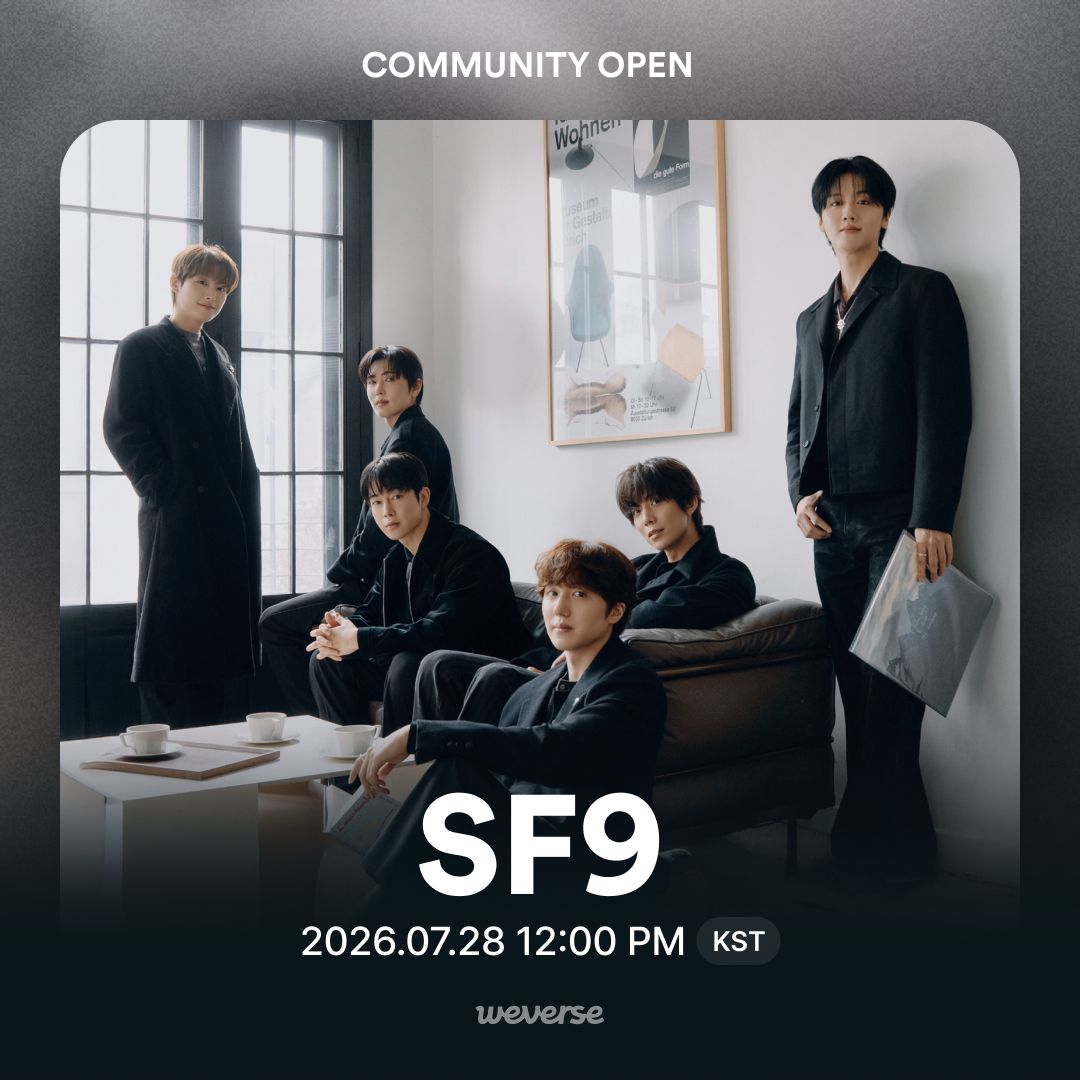 weverseofficial's tweet photo. SF9 Community Open🎉

SF9’s official global community is now open on Weverse!✨ 
You can now communicate with SF9 on Weverse and watch SF9’s content and get the latest news! Go to Weverse now to show your love and support for SF9!💌

👉https://t.co/OTs26X3sEX

#SF9
#Weverse https://t.co/nAOlVzHk5b