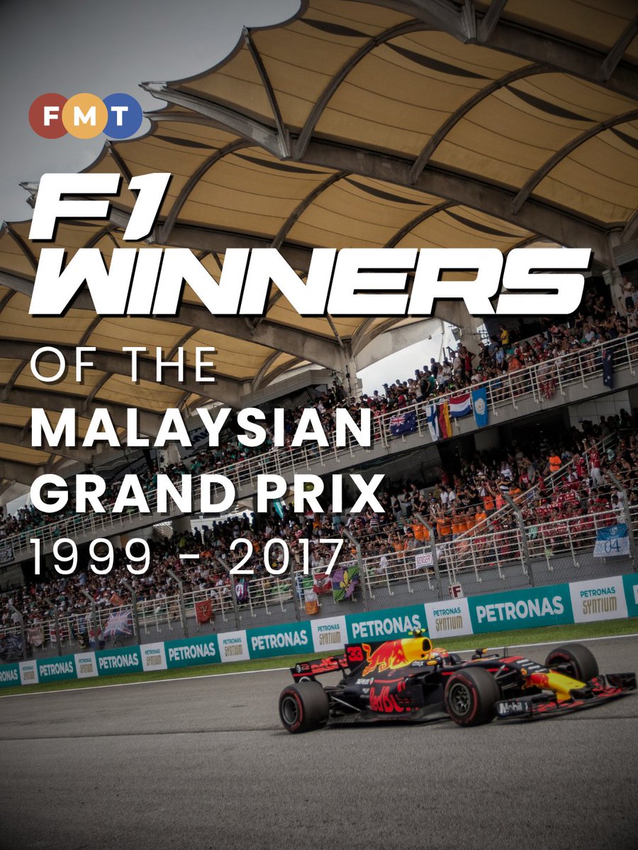 fmtoday's tweet photo. #FMTInfographic The Malaysian Grand Prix gave us unforgettable victories, legendary drives, and iconic moments in Formula 1 history.  

See every winner who conquered the heat, humidity, and high-speed challenge of the Sepang International Circuit. 🏆🇲🇾
(1/3) https://t.co/nmulDncR7B
